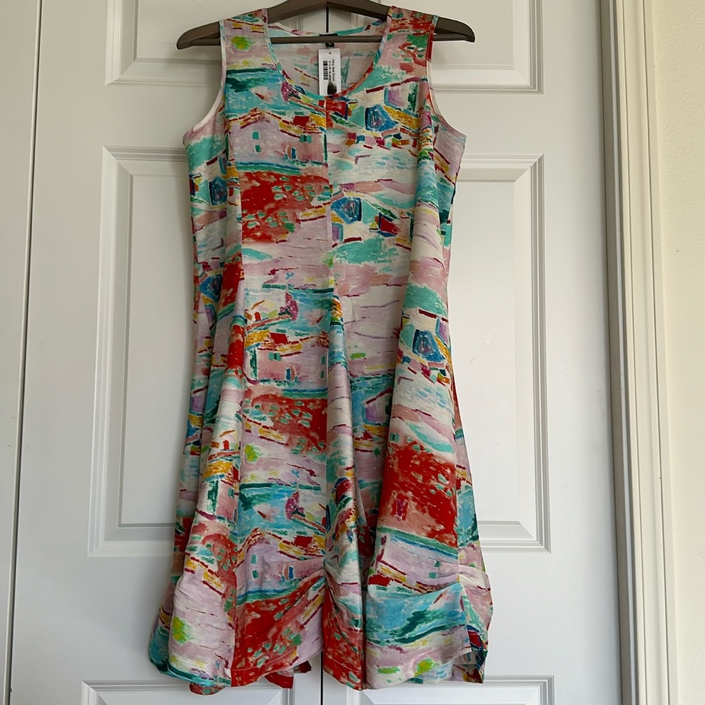 NWTS Tank style Addie’s Shana size medium watercolors pleated hem line dress